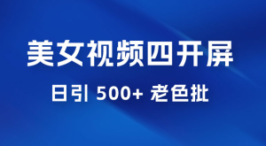 抖音美女视频四开屏玩法：发一个爆一个，日引 500+ 老色批-虎哥说创业