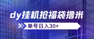 虎哥说创业首发，抖音挂机抢福袋撸米，单号日入30+，号多的可以批量操作-虎哥说创业