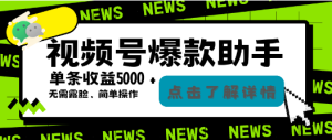 外面工作室2w学费偷撸的视频号爆火助手，简单操作条条爆款【爆款助手+玩法教程】-虎哥说创业