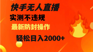 快手无人直播，不违规，搭配最新的防封操作，轻松日入 2000+-虎哥说创业