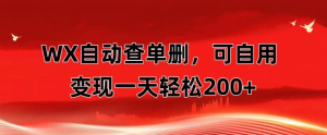 微信自动查单删，变现轻松一天200+ 微商 多媒体作者必用神器，需求量很大-虎哥说创业