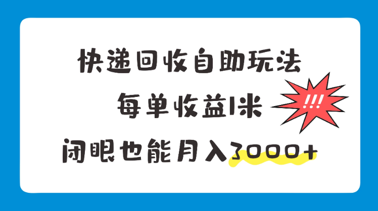 最新快递回收自助玩法，每单收益1米，闭眼也能月入3000+-虎哥说创业