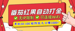 番茄红果自动打金暴力玩法，单机50-100，可矩阵放大操作，小白轻松上手 脚本自动做-虎哥说创业