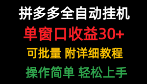 新项目 拼多多挂机采集浏览商家曝光 单号一天保底30+ 以上 可批量 脚本自动挂机-虎哥说创业