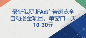 最新俄罗斯Ad广告浏览全自动撸金项目，单窗口一天10-30元-虎哥说创业