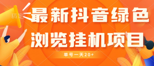 最新抖音绿色浏览挂机项目 电脑端手机端都可以挂 单号一天10+ 可以多批量上号-虎哥说创业